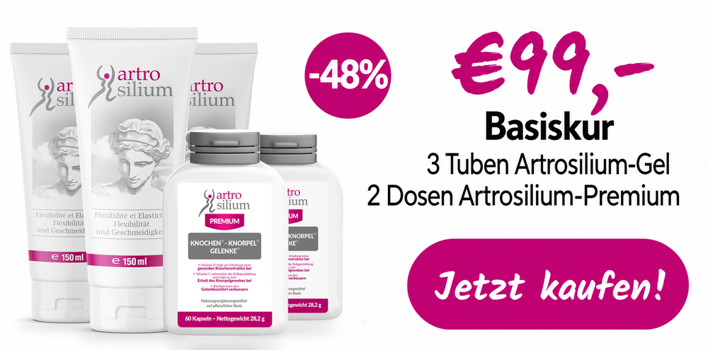 Basiskur: 3 Tuben Artrosilium-Gel + 2 Dosen Artrosilium-Premium für 99 €